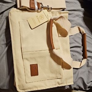 Khaki Canvas Messenger Bag for Men